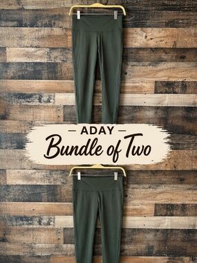 2-Pack ADAY Brakes Off Leggings Pants Small | Dark Green| GUC Capsule Wardrobe
